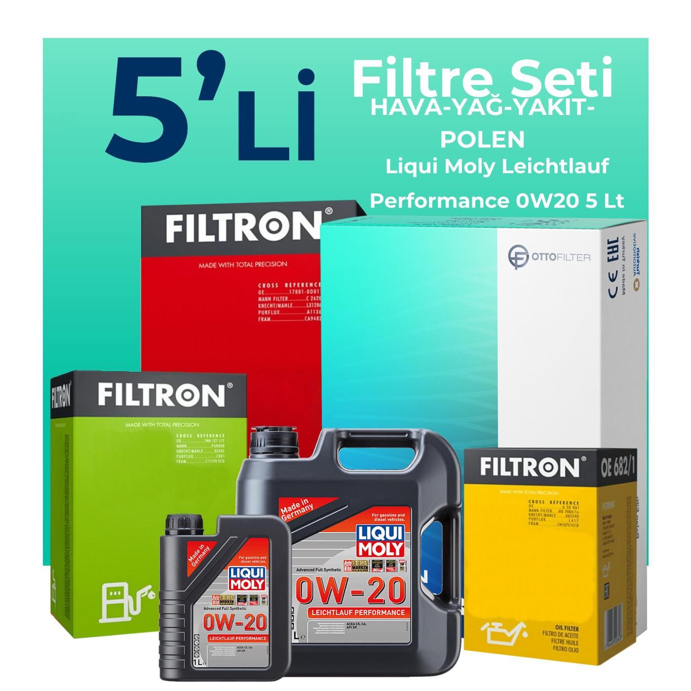 Filtron Kia Ceed 1.6 Dizel Filtre Bakım Seti Liqui Moly Motor Yağlı (2019-2023) 5 Li