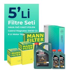 MANN Volvo S80 2.4 Dizel Filtre Bakım Seti Castrol Motor Yağlı (2007-2011) 5 Li