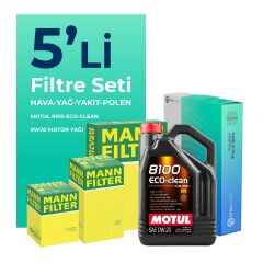 MANN Fiat Egea 1.3 Dizel Filtre Bakım Seti Motul Motor Yağlı (2019-2023) 5 Li