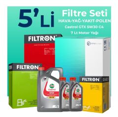 Filtron Nissan Navara 2.5 Dizel Filtre Bakım Seti Castrol Motor Yağlı (2006-2015) 5 Li
