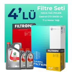 Filtron Nissan Skystar 2.5 Dizel Filtre Bakım Seti Castrol Motor Yağlı (1997-2008) 4 Lü