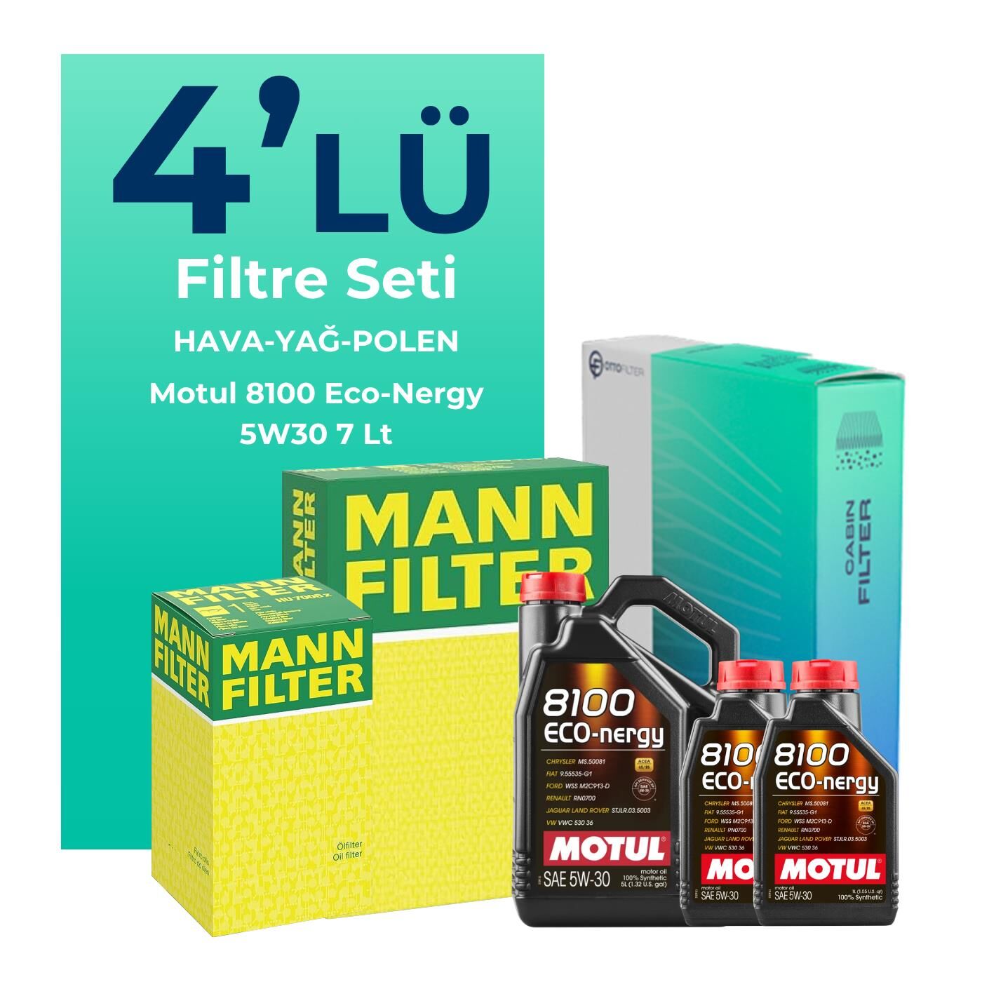 MANN Mercedes E250 Benzin Filtre Bakım Seti Motul Motor Yağlı (2013-2015) 4 Lü