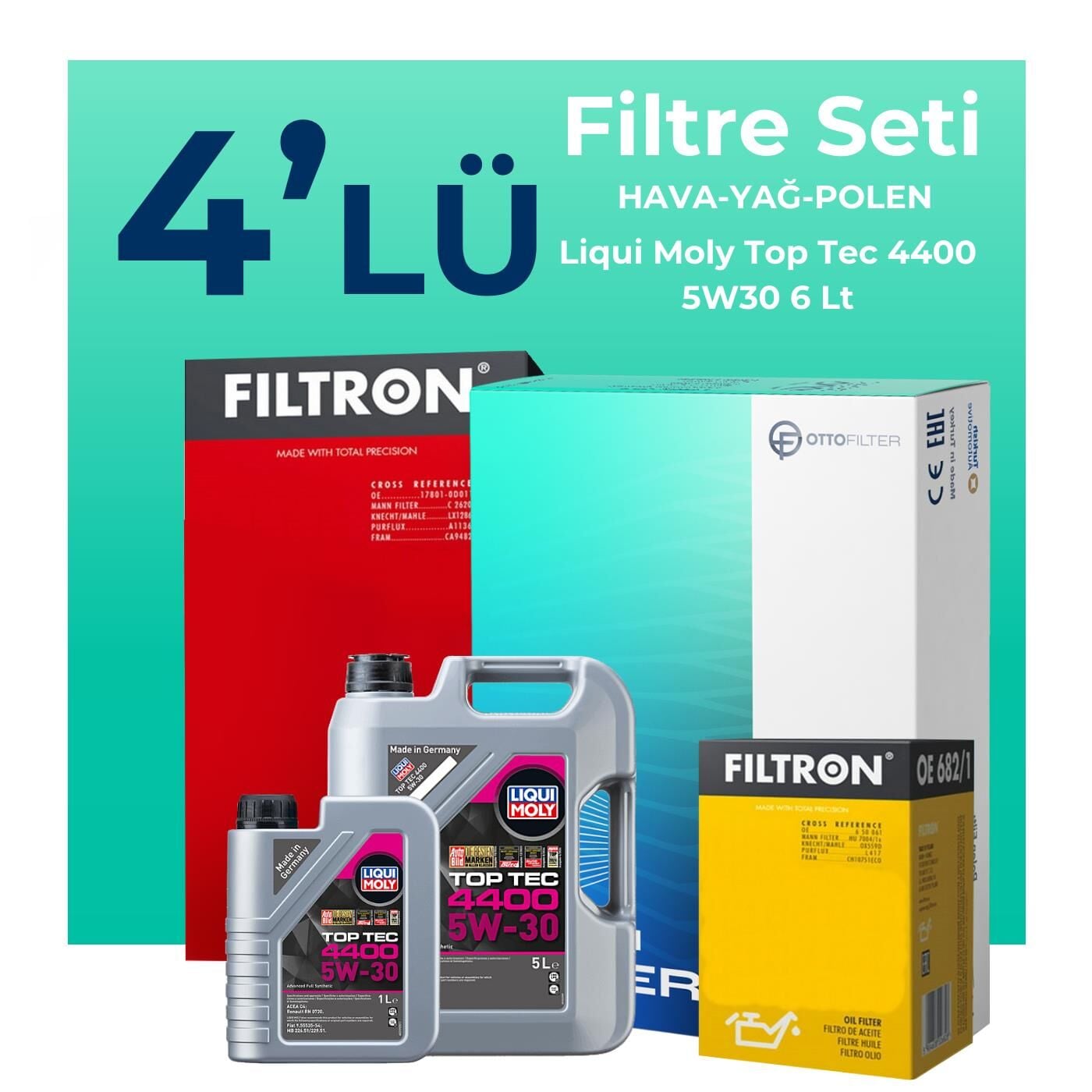 Filtron Renault Talisman 1.6 Dizel Filtre Bakım Seti Liqui Moly Motor Yağlı (2015-2018) 4 Lü