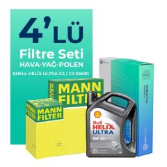 MANN Ford Fiesta 1.5 Dizel Filtre Bakım Seti Shell Motor Yağlı (2017-2020) 4 Lü