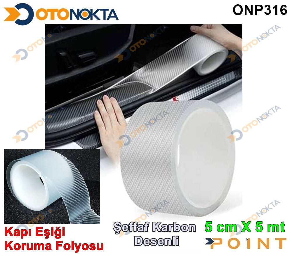 KAPI EŞİĞİ KORUMA FOLYOSU KARBON ŞEFFAF 5 MT POİNT