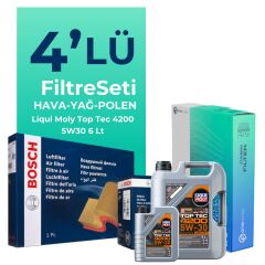 Bosch BMW 6.30 Benzinli Filtre Bakım Seti Liqui Moly Motor Yağlı (2004-2010) 4 Lü