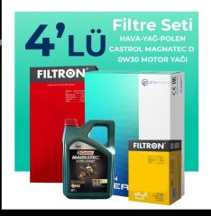 Filtron Ford Fiesta 1.5 Dizel Filtre Bakım Seti Castrol Motor Yağlı (2017-2020) 4 Lü
