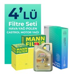 MANN BMW 2.18i Active Tourer Filtre Bakım Seti Castrol Motor Yağlı (2014-2020) 4 Lü