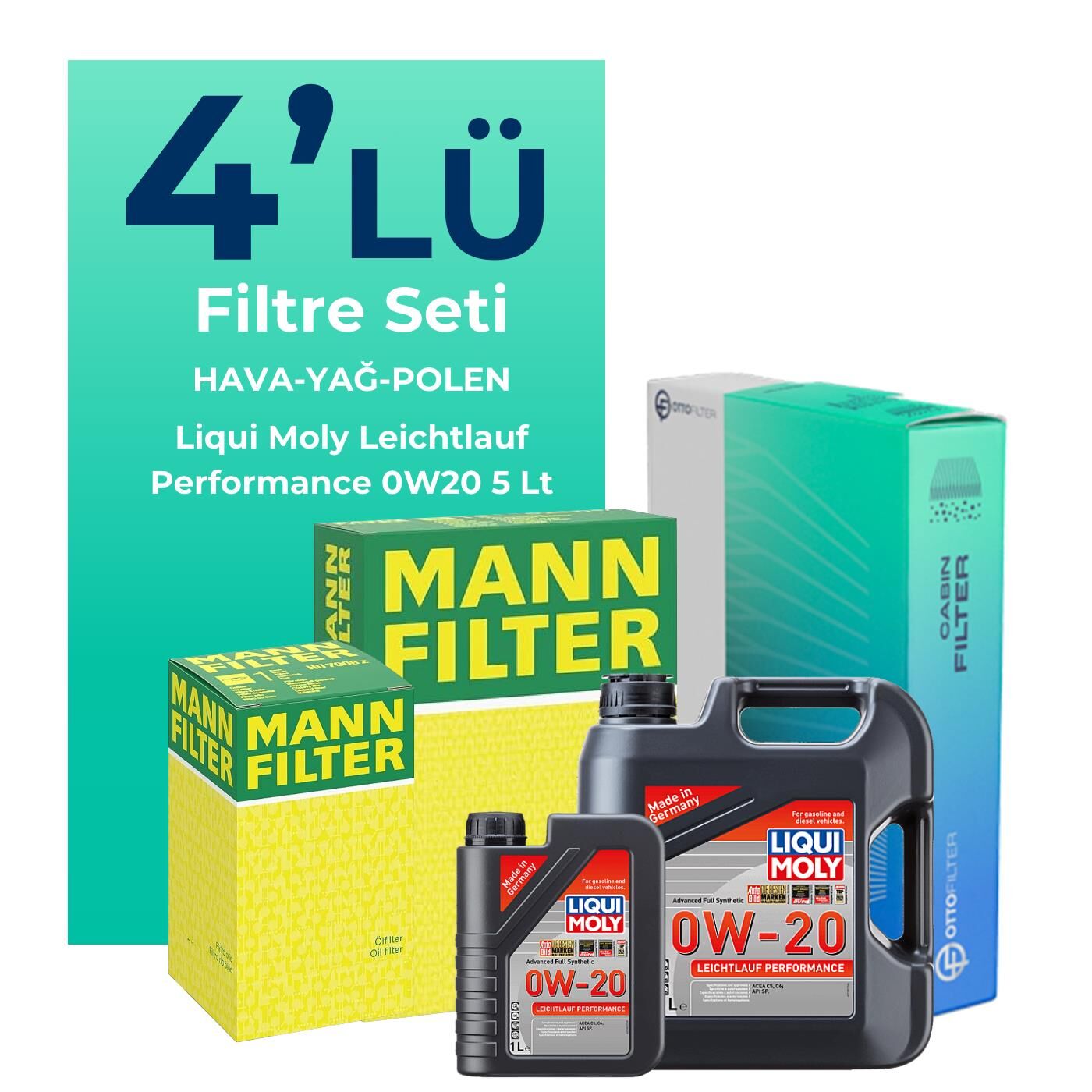 MANN BMW 4.20 Benzinli Filtre Bakım Seti Liqui Moly Motor Yağlı (2020-2024) 4 Lü