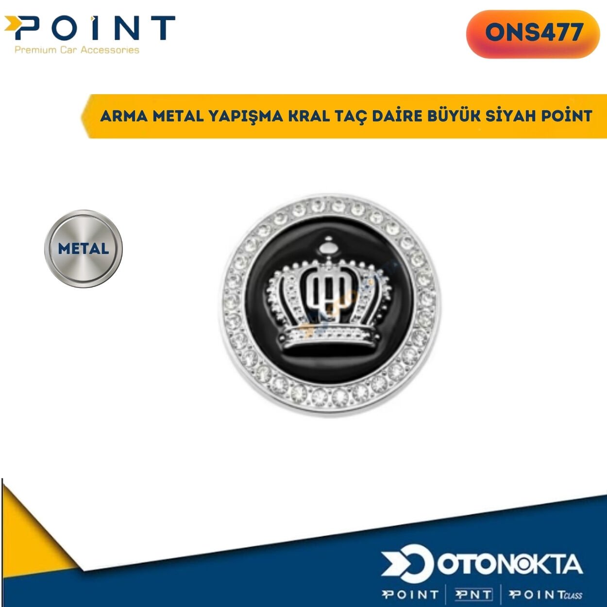 ARMA METAL YAPIŞMA KRAL TAÇ DAİRE BÜYÜK SİYAH PNT
