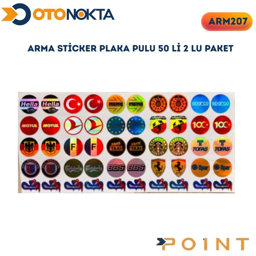 ARMA STİCKER PLAKA PULU 50 Lİ 2 LU PAKET