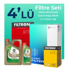 Filtron Nissan Qashqai 1.5 Hybrid Filtre Bakım Seti Castrol Motor Yağlı (2022-2025) 4 Lü