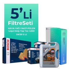 BOSCH Volkswagen Jetta 1.6 Dizel Filtre Bakım Seti Liqui Moly Motor Yağlı (2010-2011) 5 Li