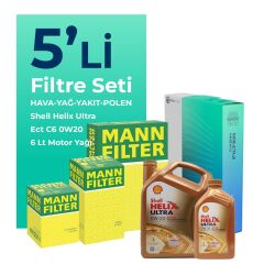 MANN Ford Focus 1.5 Dizel Manuel Filtre Bakım Seti Shell Motor Yağlı (2018-2024) 5 Li