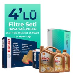 BOSCH Range Rover Vogue 2.0 Benzin Filtre Bakım Seti Shell Motor Yağlı (2018-2021) 4 Lü