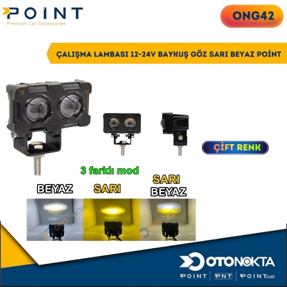 ÇALIŞMA LAMBASI 12-24V LED BEYAZ ÇİFT GÖZLÜ POİNT