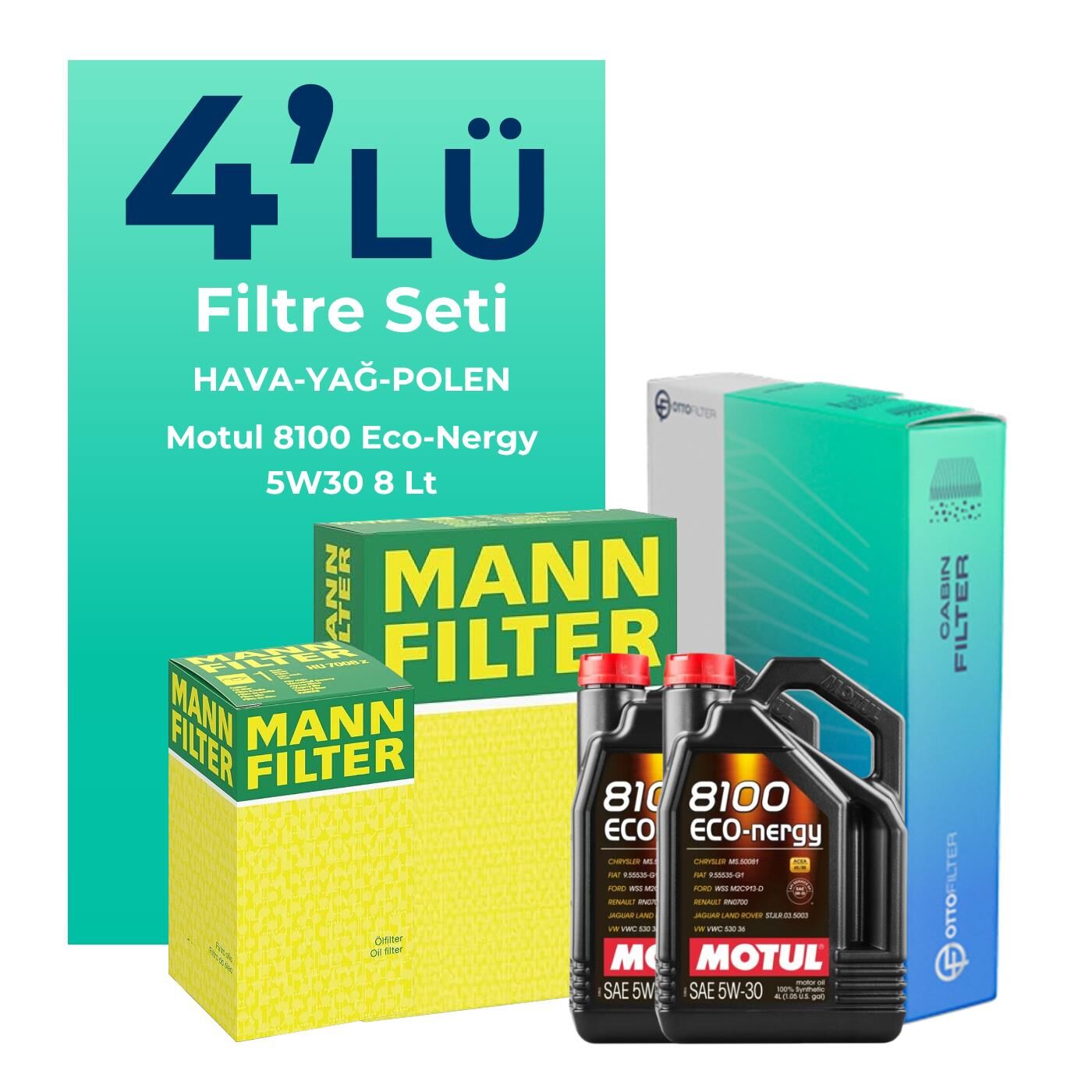MANN Mercedes E500 Benzin Filtre Bakım Seti Motul Motor Yağlı (2003-2006) 4 Lü