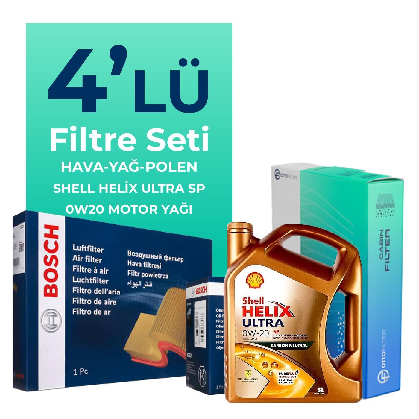 BOSCH Cupra Formentor 1.5 Benzinli Filtre Bakım Seti Shell Motor Yağlı (2021-2024) 4 Lü