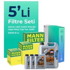 MANN Audi Q7 3.0 Dizel Filtre Bakım Seti Liqui Moly Motor Yağlı (2006-2011) 5 Li