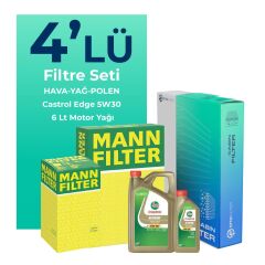 MANN Mercedes B180 Dizel Filtre Bakım Seti Castrol Motor Yağlı (2018-2022) 4 Lü