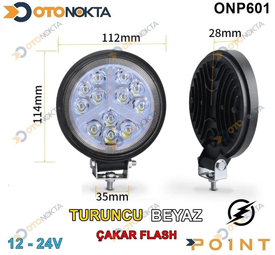 SİS ÇALIŞMA LED YUVARLAK BEYAZ TURUNCU ÇAKAR POİNT