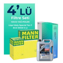 MANN Ford Focus 1.0 Benzin Filtre Bakım Seti Liqui Moly Motor Yağlı (2019-2024) 4 Lü
