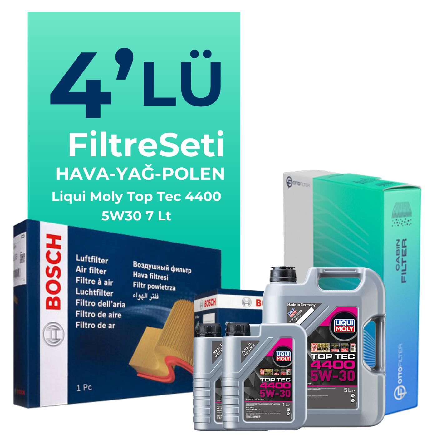 BOSCH Renault Latitude 2.0 Dizel Filtre Bakım Seti Liqui Moly Motor Yağlı (2010-2015) 4 Lü