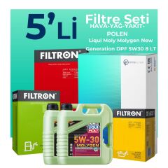 Filtron Mercedes E320 Dizel 224 HP Filtre Bakım Seti Liqui Moly Motor Yağlı (2005-2008) 5 Li