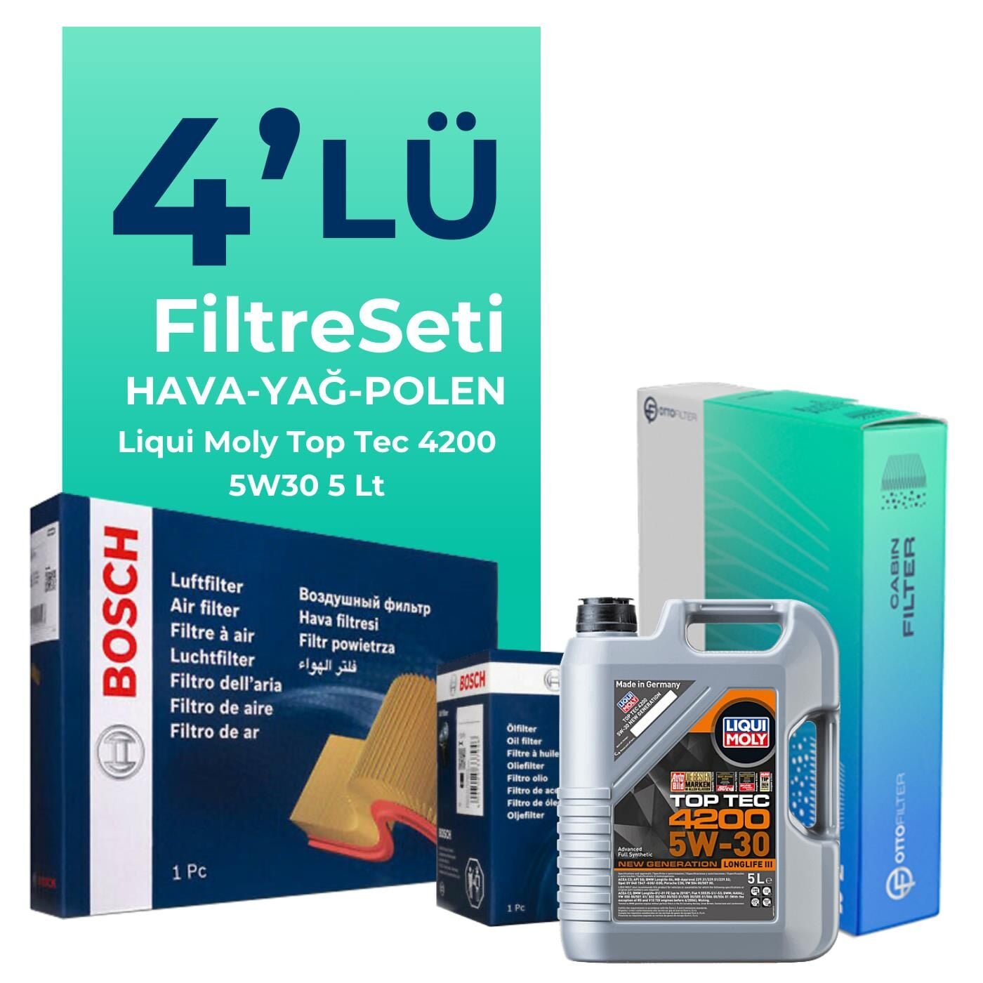 Bosch BMW X3 2.0 Dizel Filtre Bakım Seti Liqui Moly Motor Yağlı (2011-2015) 4 Lü