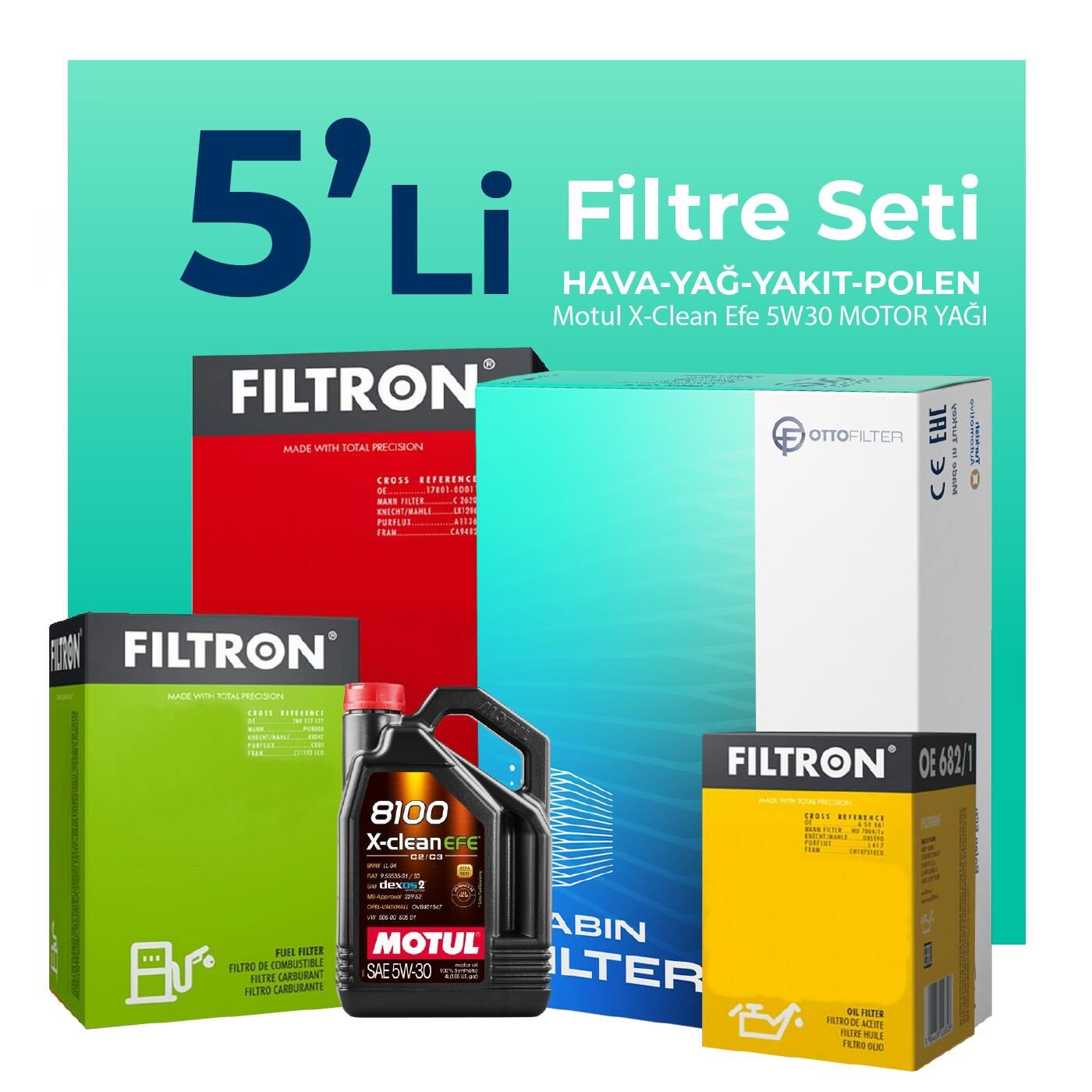 Filtron Mercedes ML350 Dizel Filtre Bakım Seti Motul Motor Yağlı (2011-2015) 5 Li