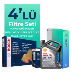 BOSCH Peugeot 2008 1.6 BlueHDi Dizel Filtre Bakım Seti Shell Motor Yağlı (2015-2019) 4 Lü