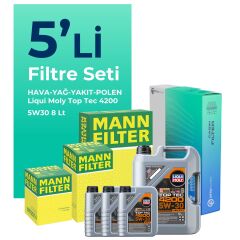 MANN Mercedes CLS400 Dizel Filtre Bakım Seti Liqui Moly Motor Yağlı (2018-2023) 5 Li
