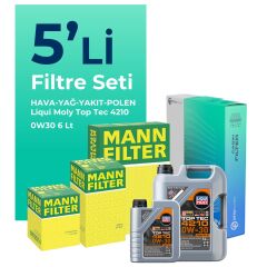 MANN Audi Q7 50 Dizel Filtre Bakım Seti Liqui Moly Motor Yağlı (2019-2024) 5 Li