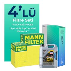 MANN Renault Laguna 1.6 Benzin Filtre Bakım Seti Liqui Moly Motor Yağlı (2008-2015) 4 Lü
