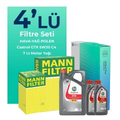 MANN Renault Laguna 2.0 Dizel Filtre Bakım Seti Castrol Motor Yağlı (2008-2015) 4 Lü