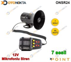 SİREN MİKROFONLU 7 SESLİ 12V 50W YUVARLAK SS09