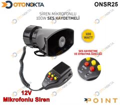 SİREN MİKROFONLU 12V 100W SES KAYDETİCİ SS11