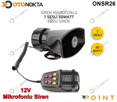 SİREN MİKROFONLU 7 SESLİ 12V 50W YASSI SS10