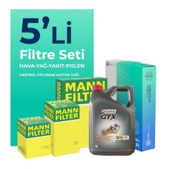 MANN Nissan Qashqai 2.0 Dizel Filtre Bakım Seti Castrol Motor Yağlı (2007-2013) 5 Li