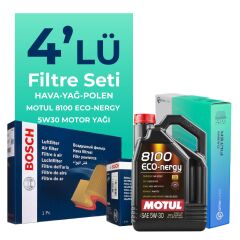 BOSCH Volkswagen Jetta 1.2 TSi Filtre Bakım Seti Motul Motor Yağlı (2015-2018) 4 Lü