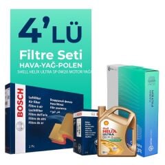 Bosch Hyundai i20 1.4 Benzin Filtre Bakım Seti Shell Motor Yağlı (2020-2024) 4 Lü