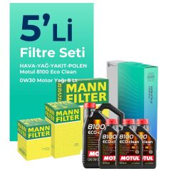 MANN Ford Tourneo Custom 2.0 Dizel Filtre Bakım Seti Motul Motor Yağlı (2015-2023) 5 Li