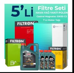 Filtron Mitsubishi L200 2.5 Dizel Filtre Bakım Seti Castrol Motor Yağlı (2008-2015) 5 Li