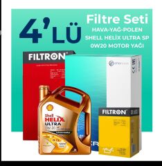 Filtron Ford EcoSport 1.0 Benzin Filtre Bakım Seti Shell Motor Yağlı (2018-2022) 4 Lü