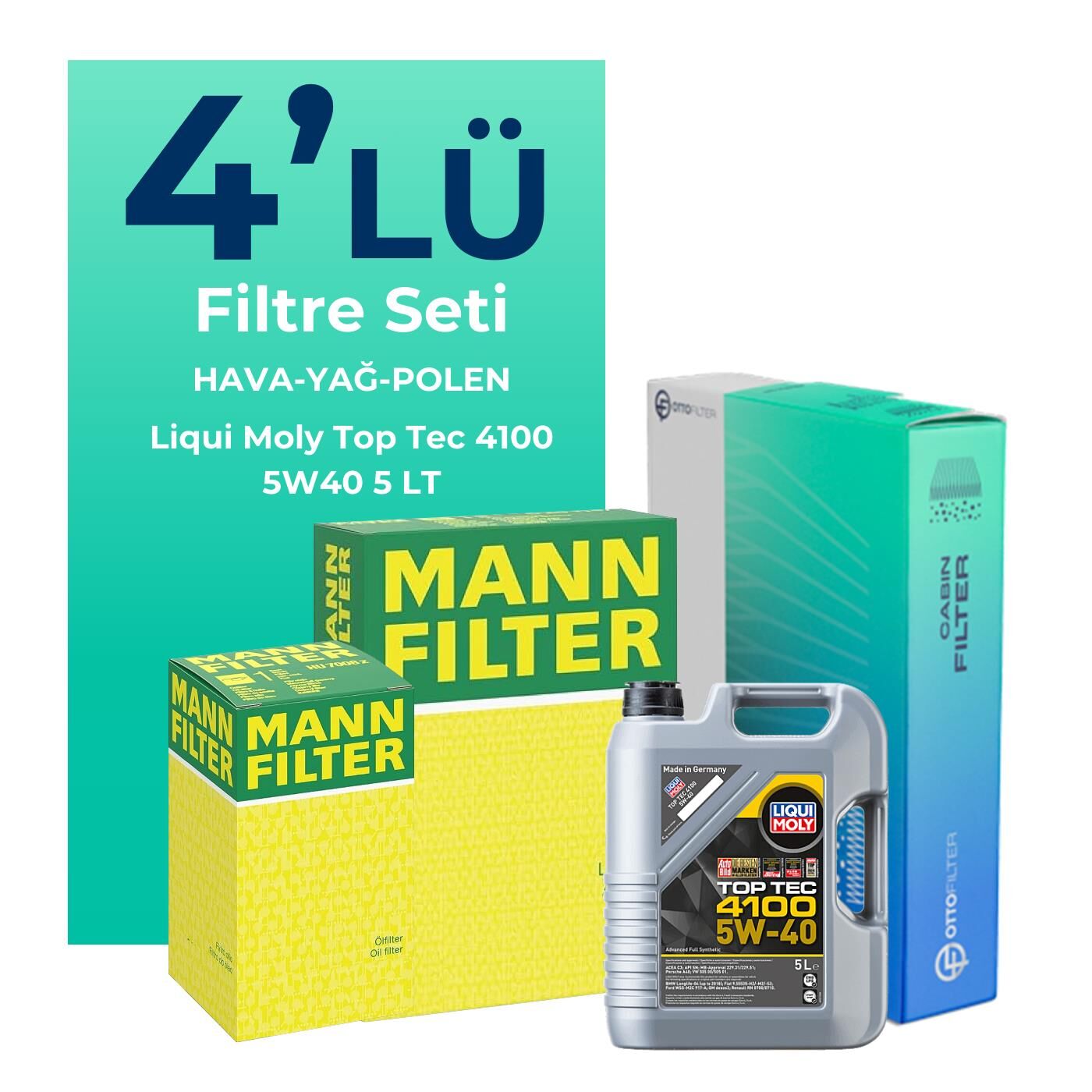MANN Nissan Note 1.6 Filtre Bakım Seti Liqui Moly Motor Yağlı (2006-2012) 4 Lü