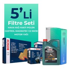 BOSCH Citroen C4 Picasso 1.6 Dizel Filtre Bakım Seti Castrol Motor Yağlı (2014-2018) 5 Li