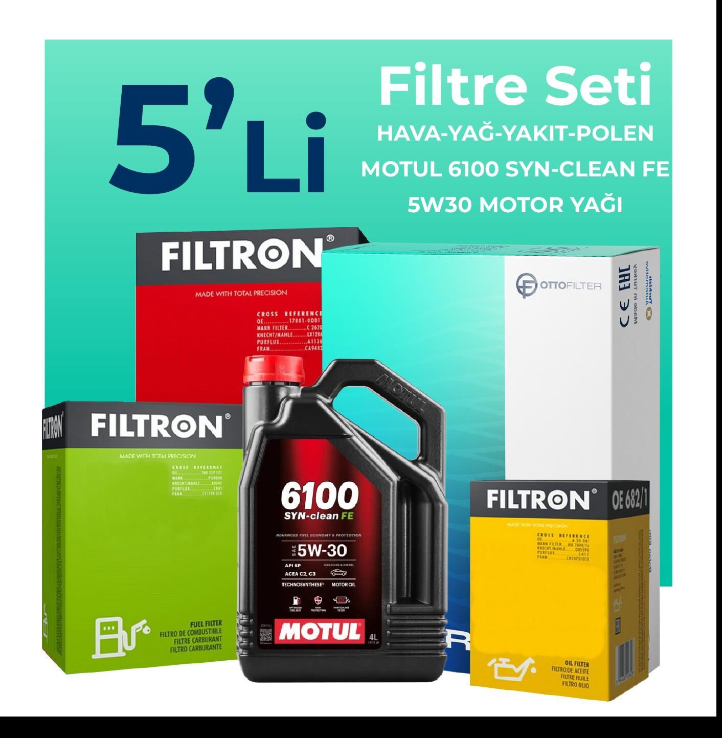 Filtron Hyundai Accent Era 1.5 Dizel Filtre Bakım Seti Motul Motor Yağlı (2006-2012) 5 Li