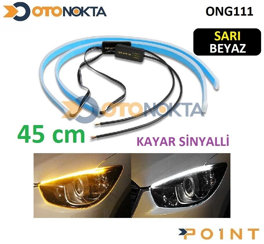 KAYAR FAR LEDİ SİNYALLİ 45CM BEYAZ-SARI POİNT