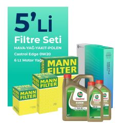 MANN Volvo XC60 2.0 Dizel Filtre Bakım Seti Castrol Motor Yağlı (2013-2017) 5 Li