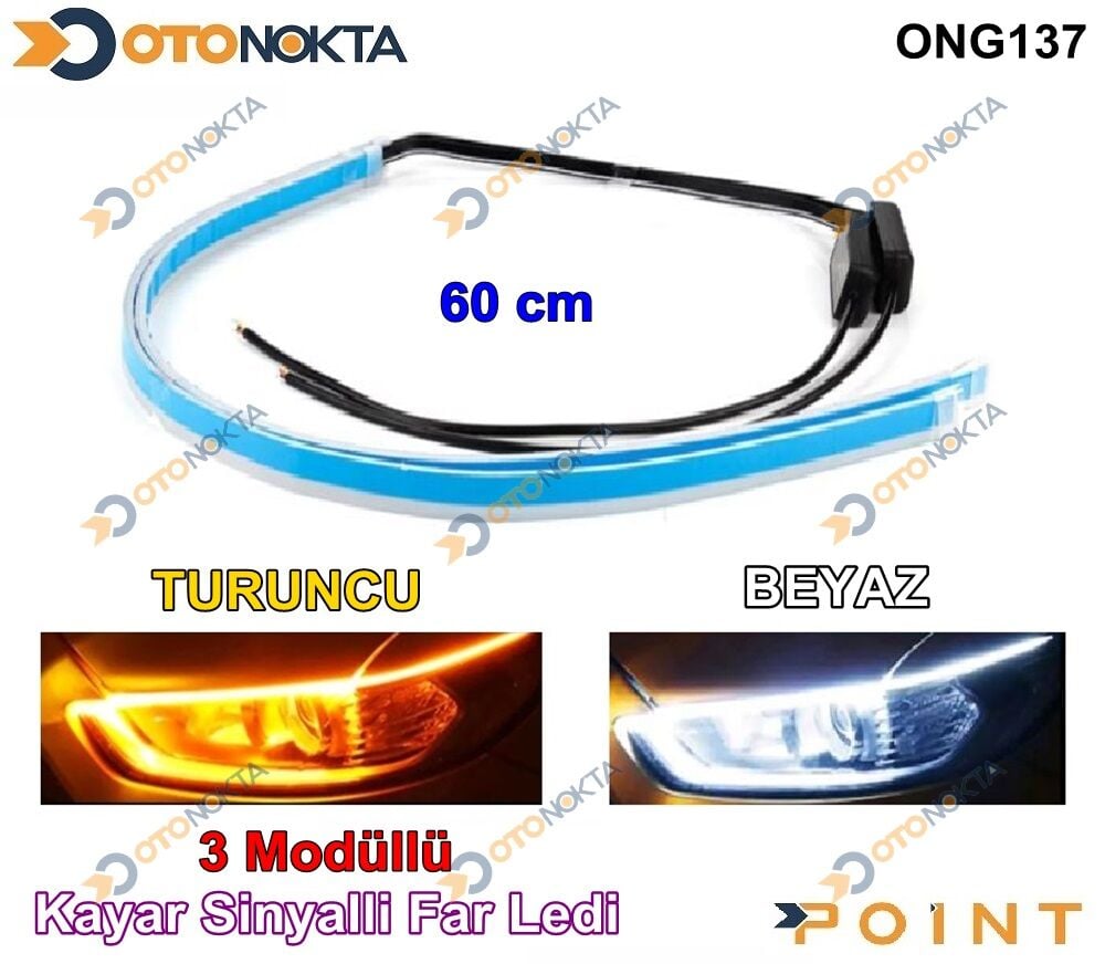 KAYAR FAR LEDİ SELAMLI  BEYAZ TURUNCU 60CM POİNT